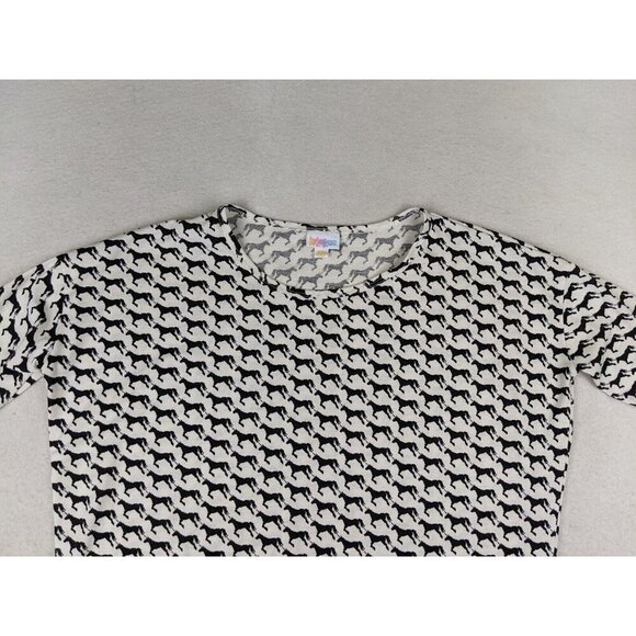 LuLaRoe Women's Top Irma Tunic T-Shirt Black & White Unicorn Print Size XXS - Picture 4 of 13